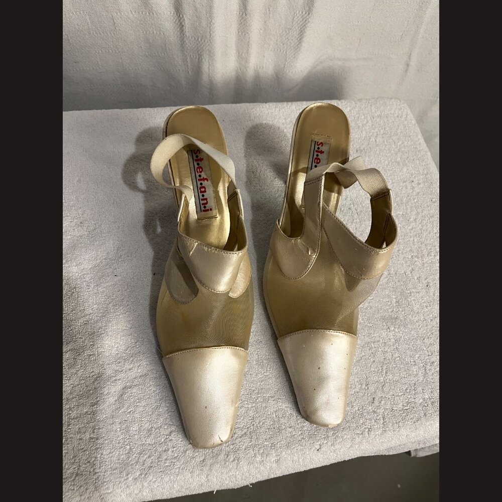 Stefani Women's Gold Slingback Heels, Size 8.5 – Elegant Evening Pumps